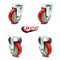 Service Caster 4 Inch Red Polyurethane Wheel Swivel Top Plate Caster Set with 2 Rigid SCC SCC-20S414-PPUB-RED-TP3-2-R-2 - alternate 6